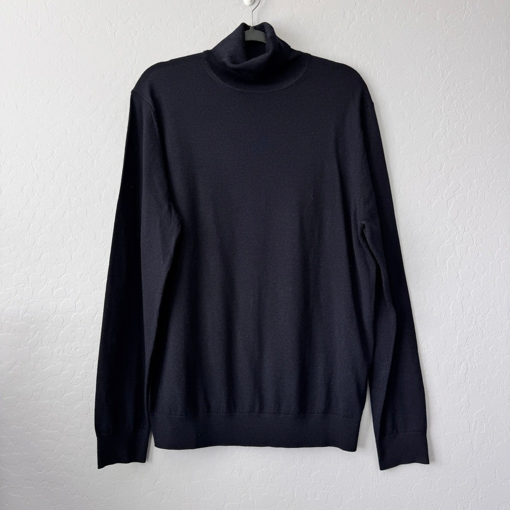 Reiss XLarge Turtleneck Sweater Navy Blue Long Sleeve 100% Merino Wool